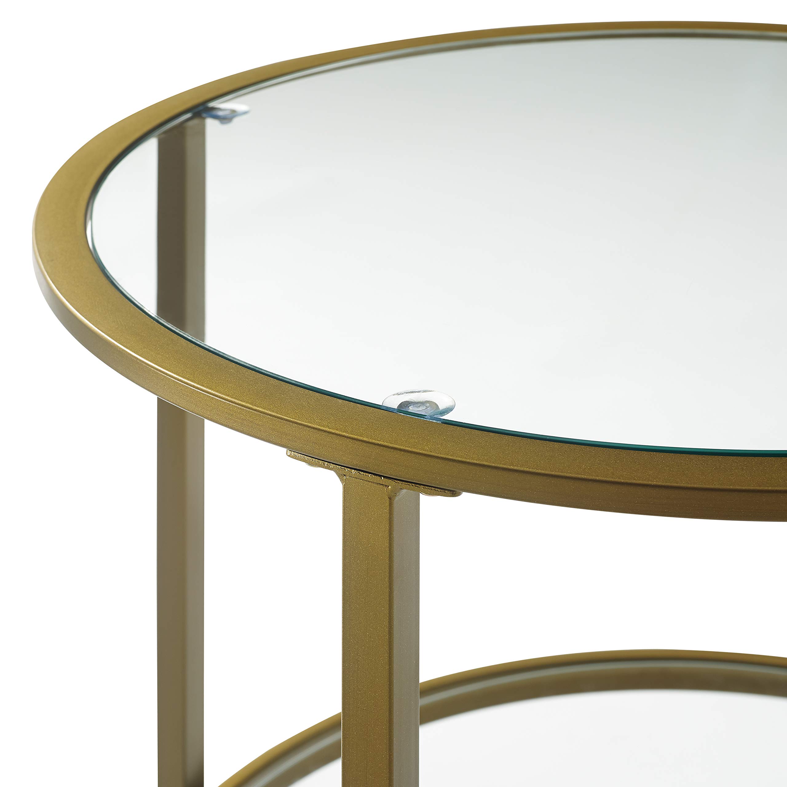 Crosley Furniture Aimee Small Side End Table with Storage Shelf for Living Room, Gold and Glass - Image 5
