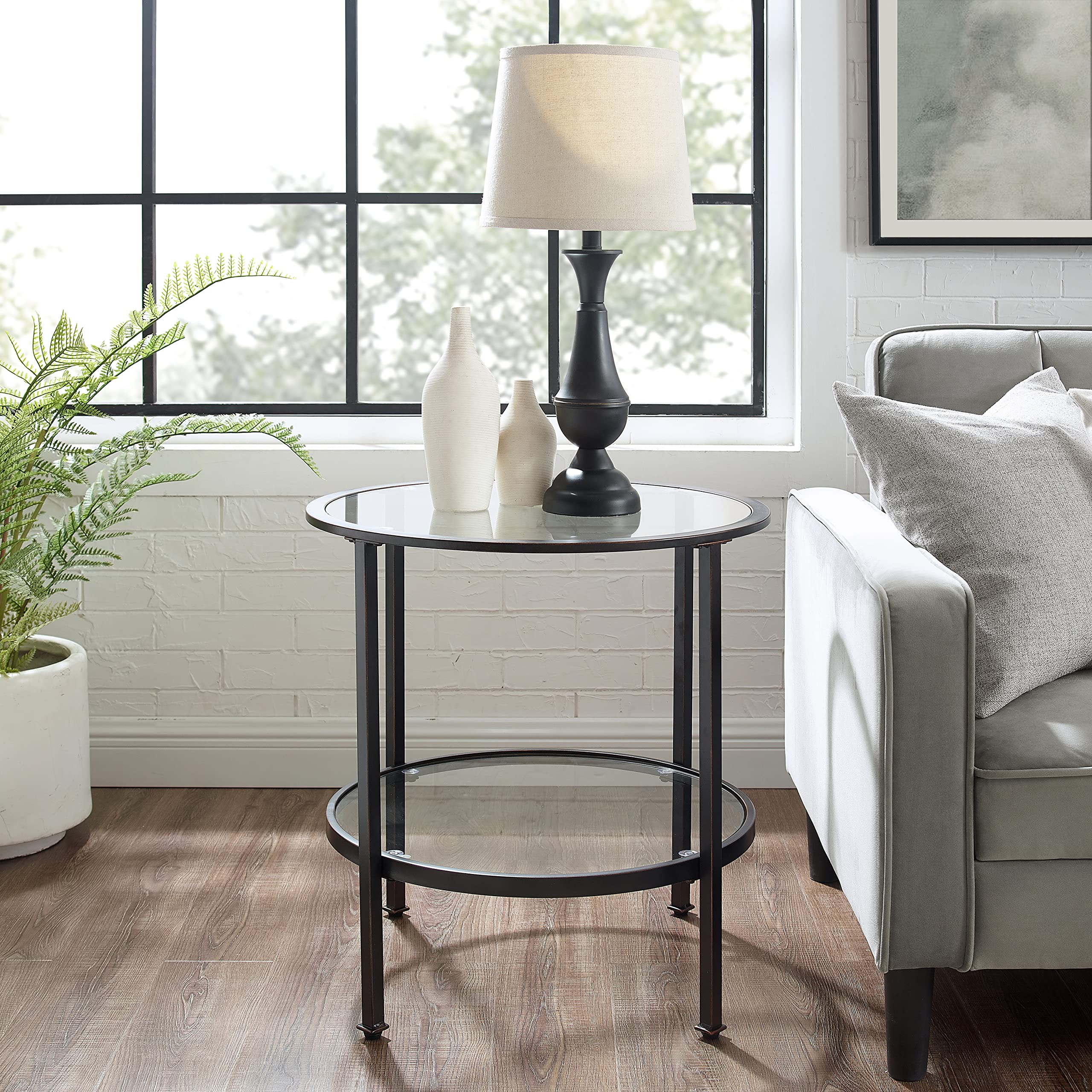 Crosley Furniture Aimee Small Side End Table with Storage Shelf for Living Room, Oil-Rubbed Bronze - Image 4
