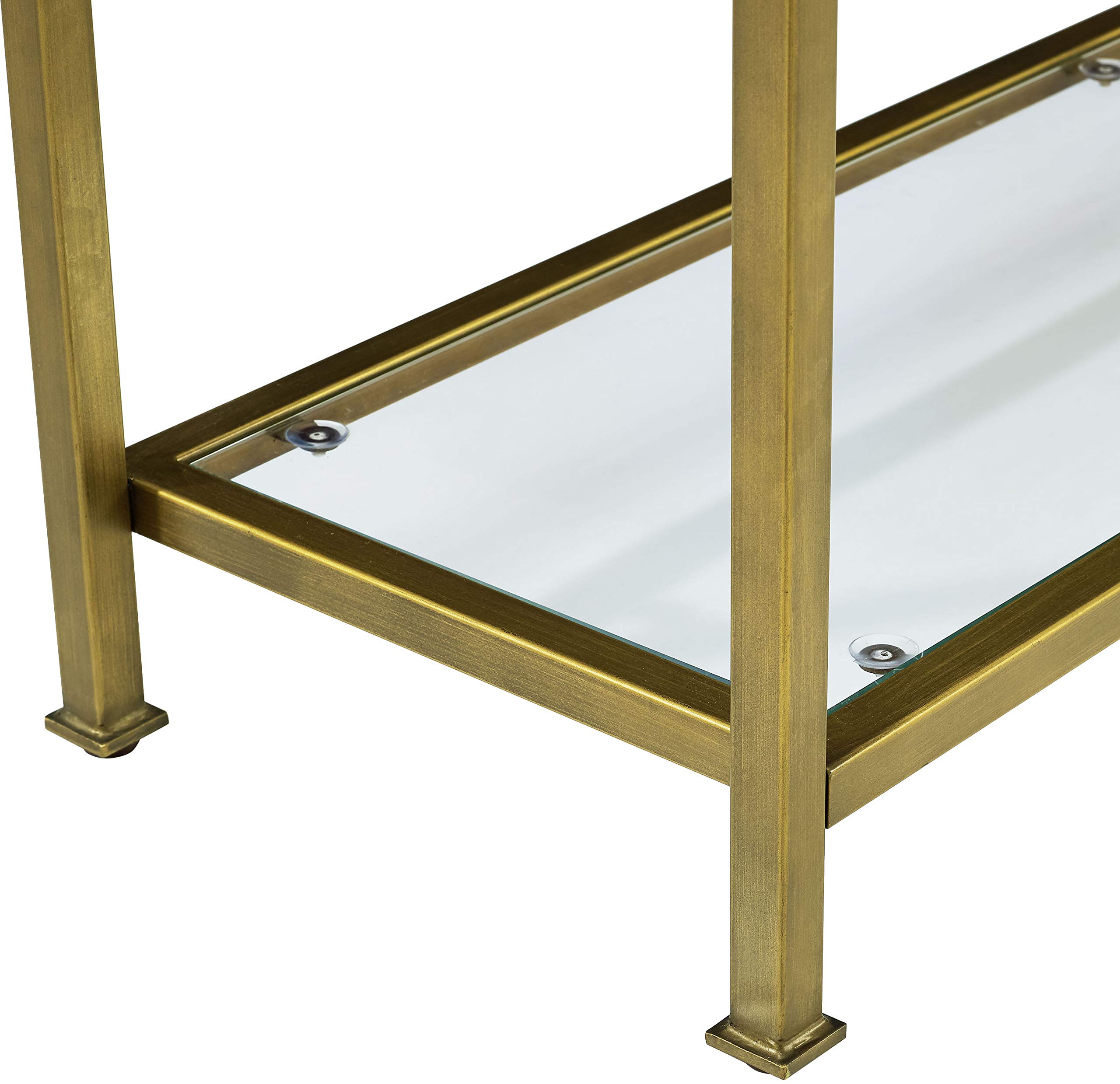 Crosley Furniture Aimee Sofa Console Table with Storage Shelves for Hall, Entryway, or Living Room, Gold and Glass - Image 6