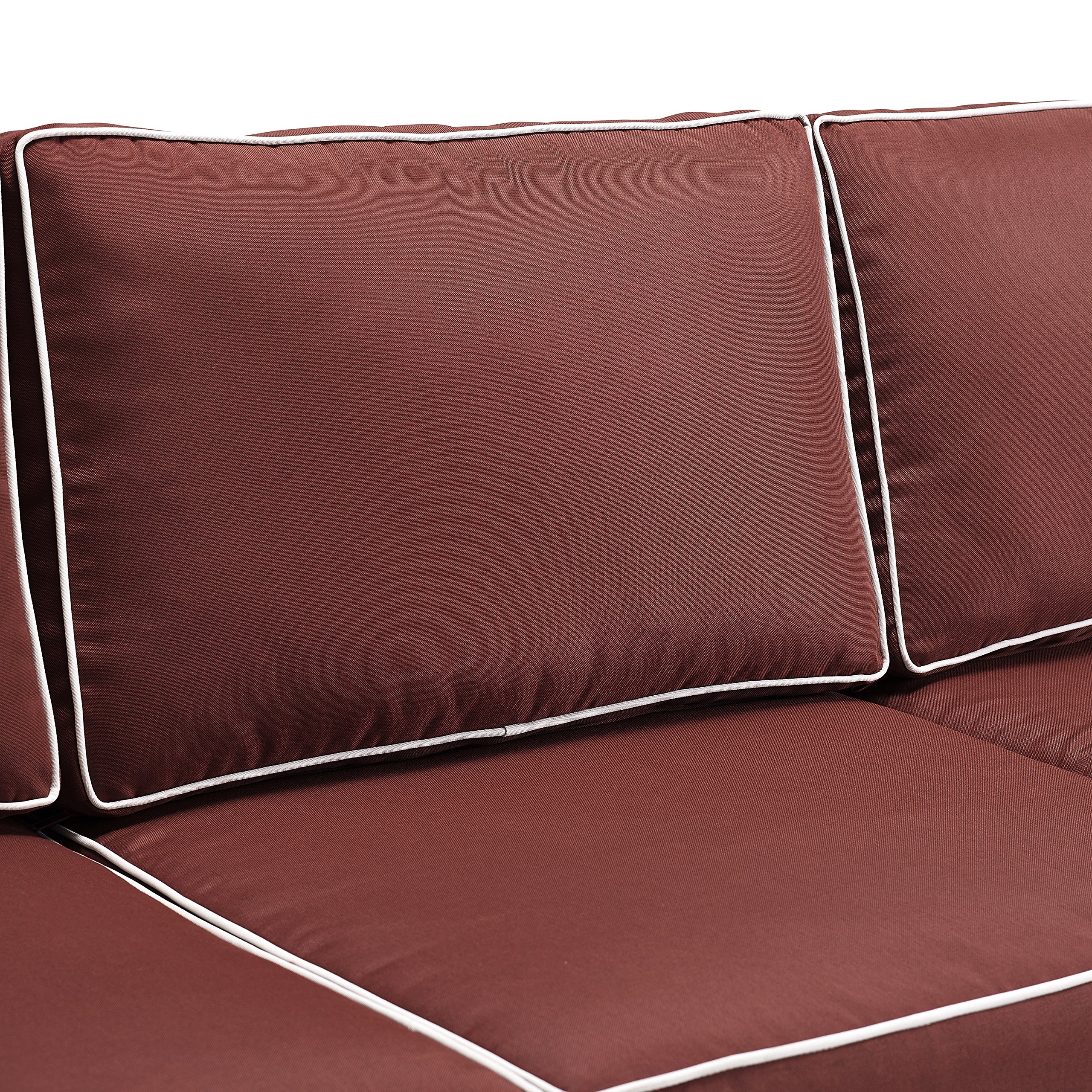 Crosley Furniture Bradenton Wicker Outdoor Sofa, 3-Person Patio Couch for Porch, Deck, Backyard, Brown with Sangria Cushions - Image 5