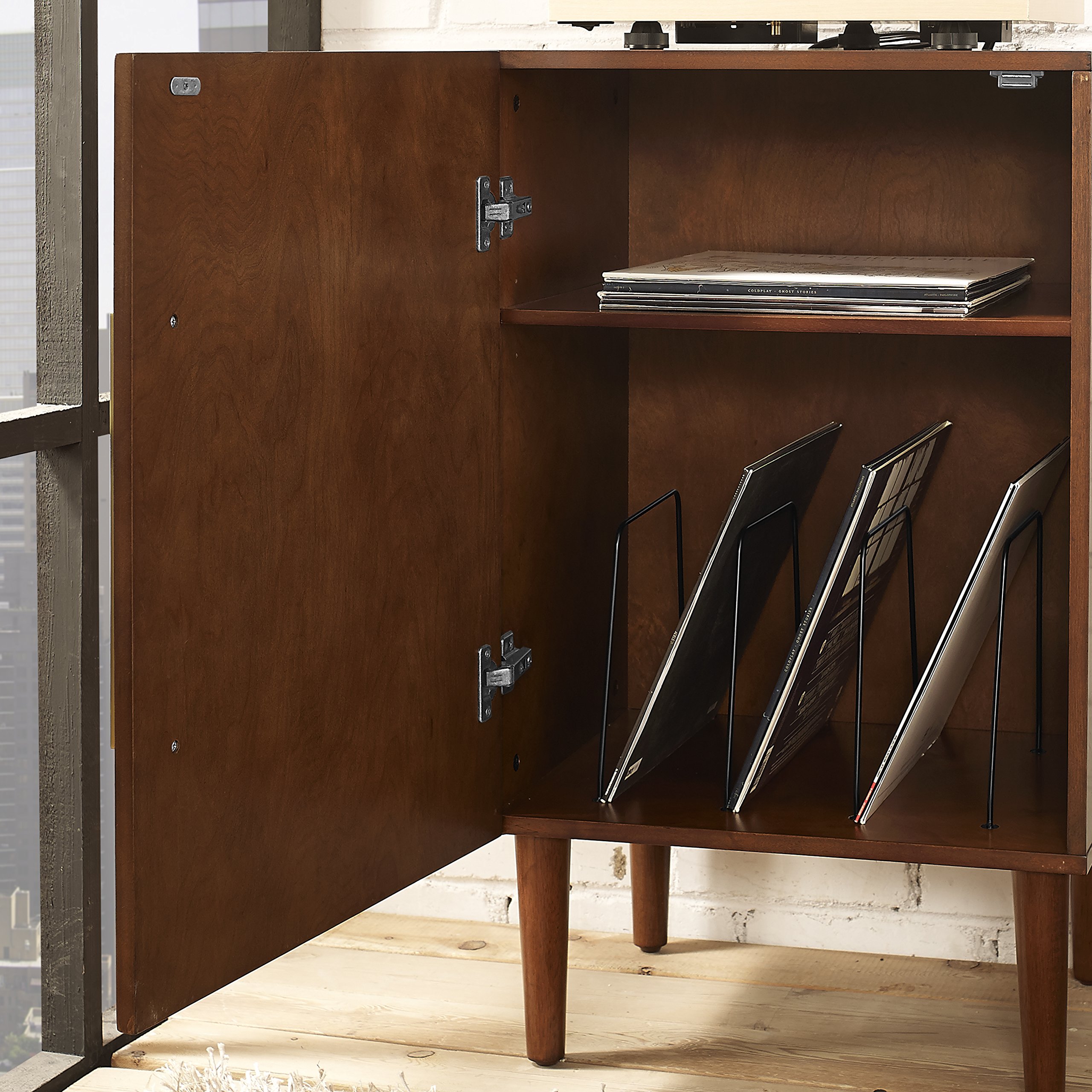 Crosley Furniture Everett Record Player Stand with Storage for Vinyl Records, Mahogany - Image 9