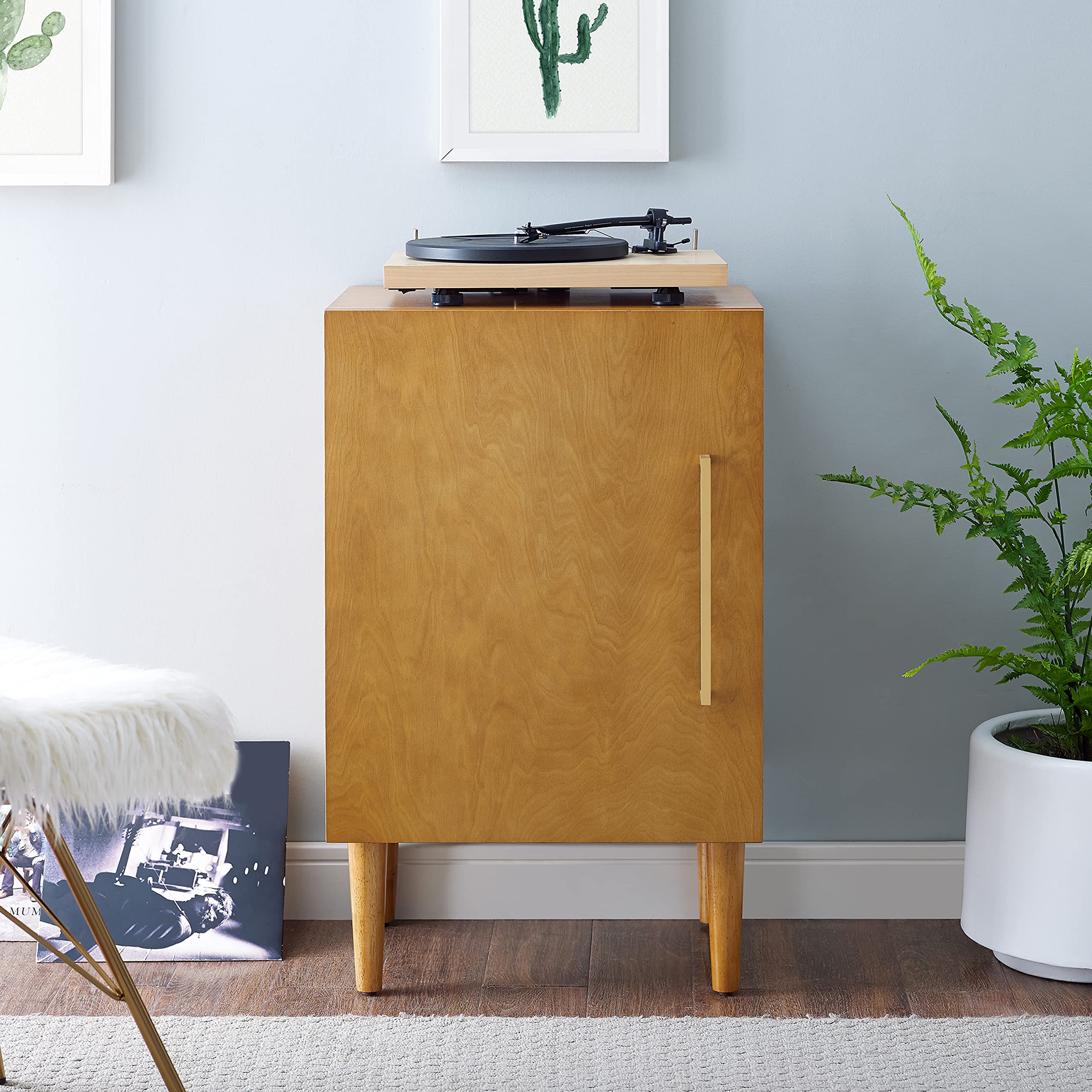 Crosley Furniture Everett Record Player Stand with Storage for Vinyl Records, Acorn - Image 8