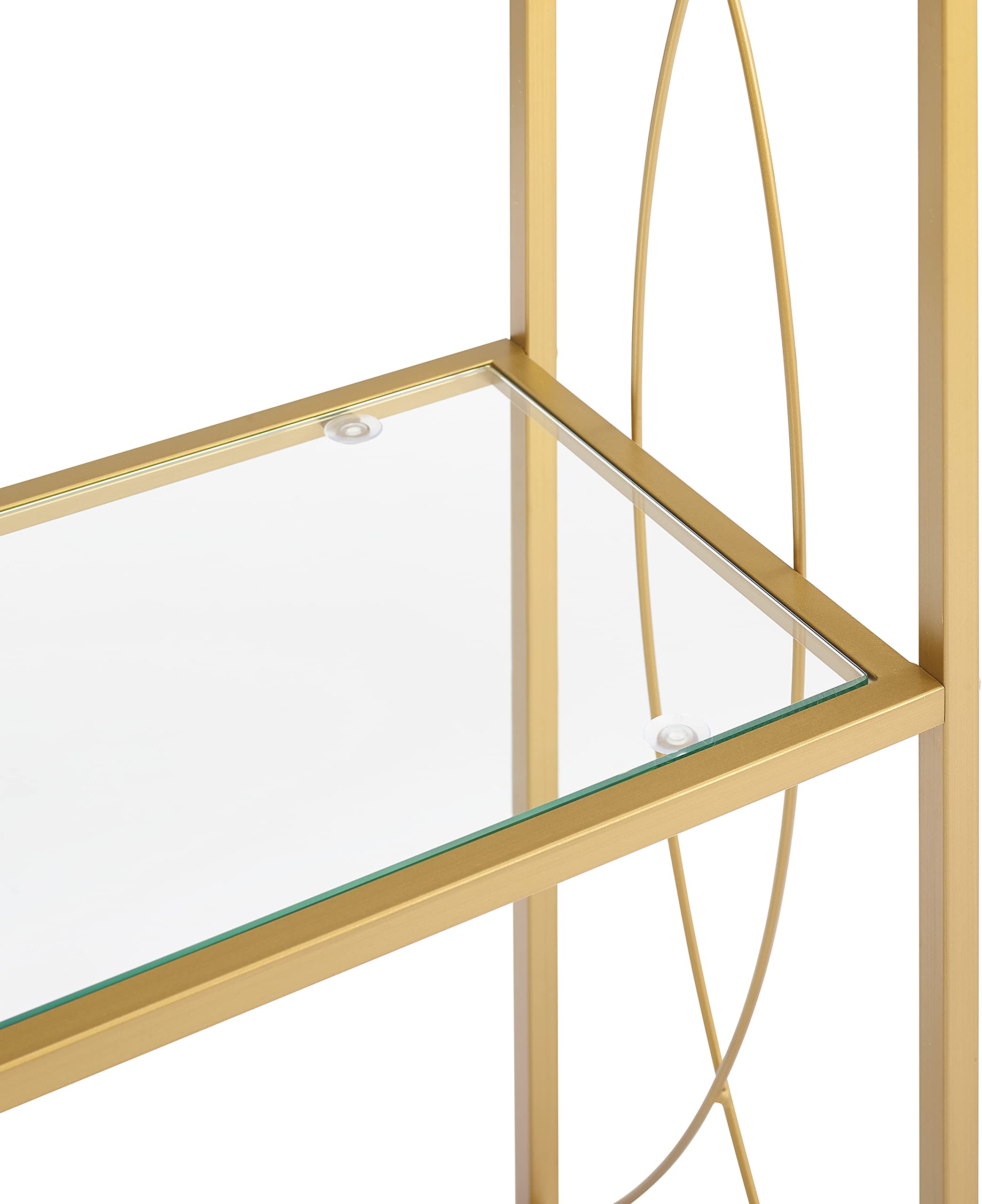 Crosley Furniture Helena Bookshelf with Glass Shelves, Bookcase Storage, Gold - Image 6