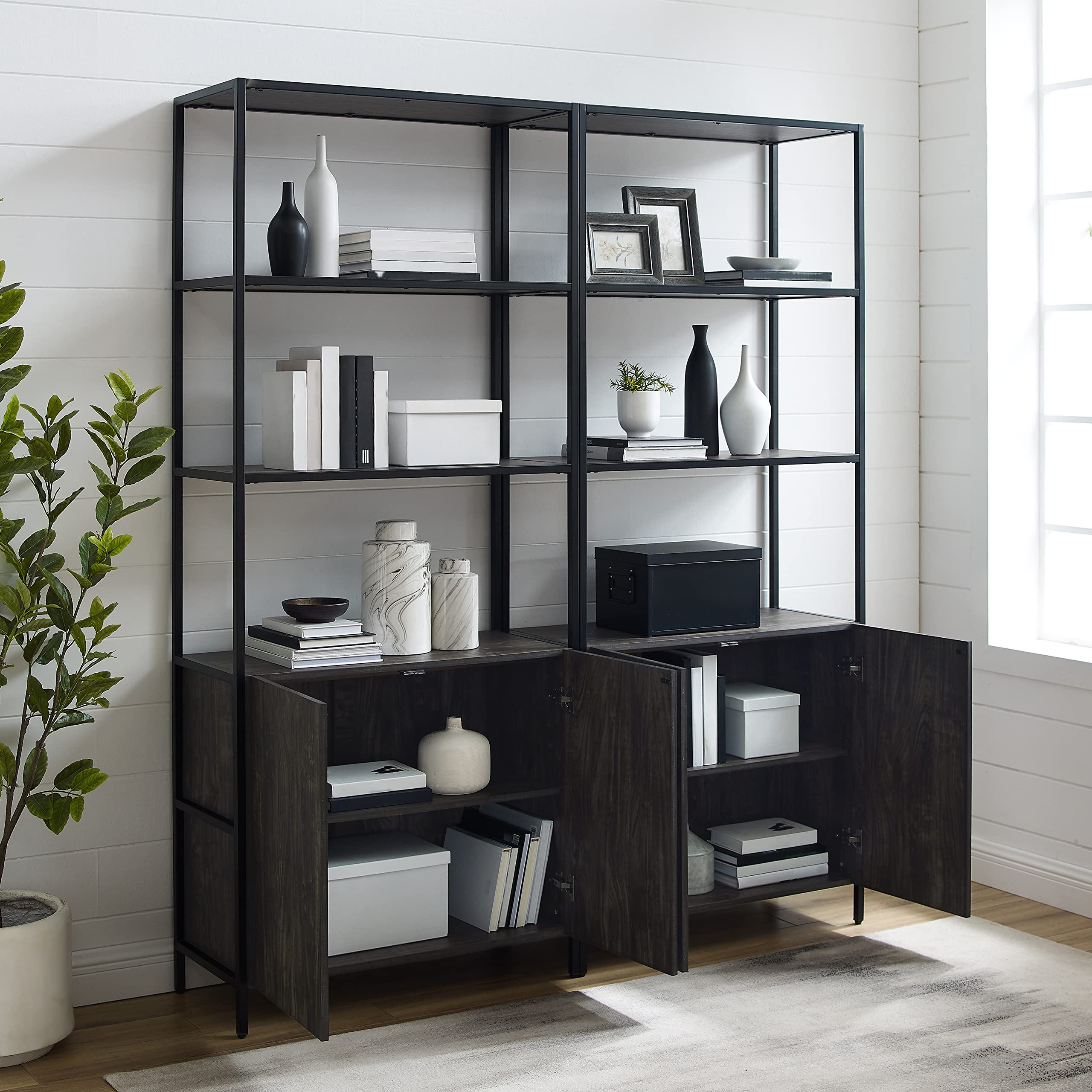 Crosley Furniture Jacobsen 2-Piece Bookshelf Set, Bookcase Storage with Shelves, Brown Ash - Image 7