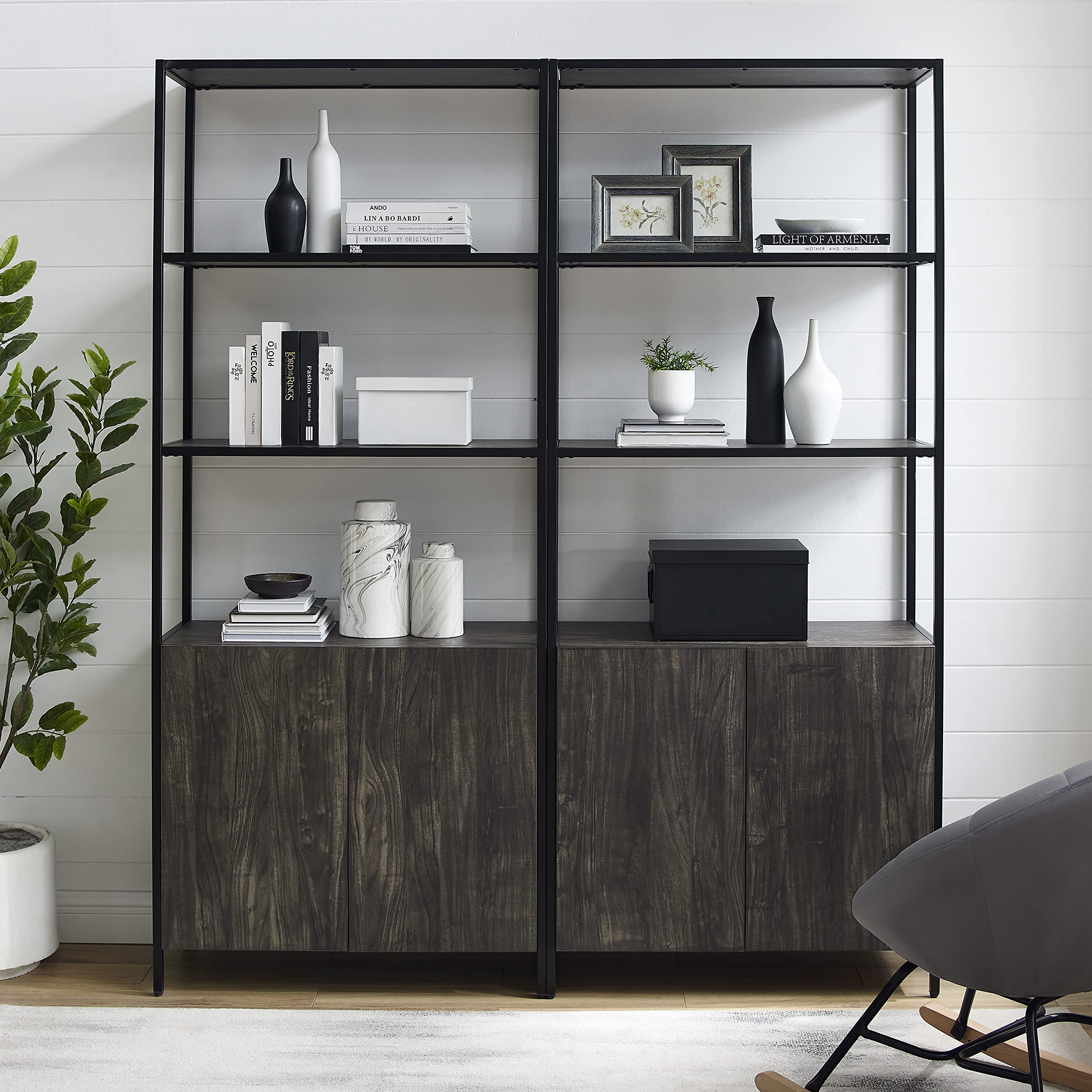 Crosley Furniture Jacobsen 2-Piece Bookshelf Set, Bookcase Storage with Shelves, Brown Ash - Image 8