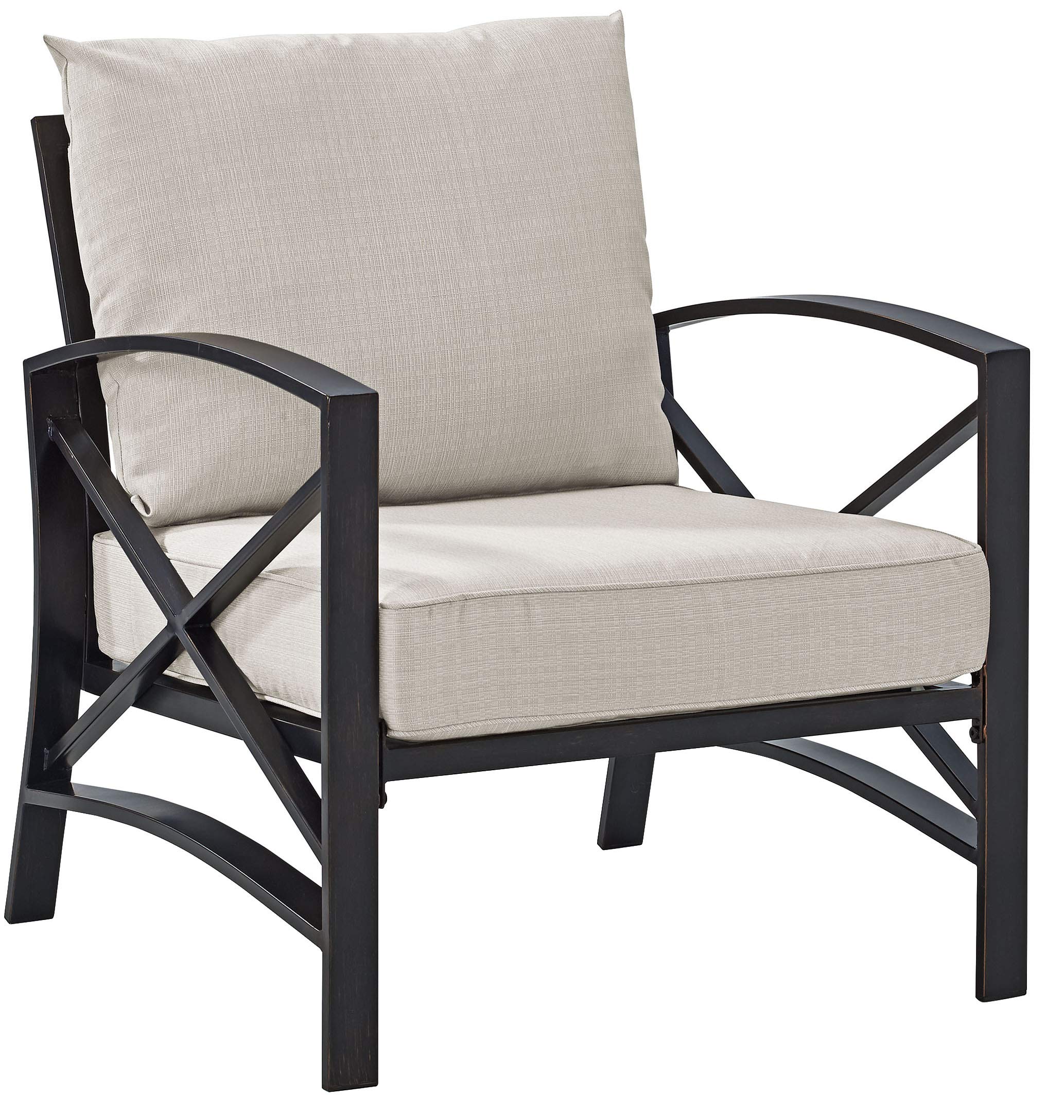 Crosley Furniture Kaplan 5-Piece Outdoor Loveseat Patio Furniture Set, Conversation Sets for Porch, Deck, Oiled Bronze with Oatmeal Cushions - Image 8