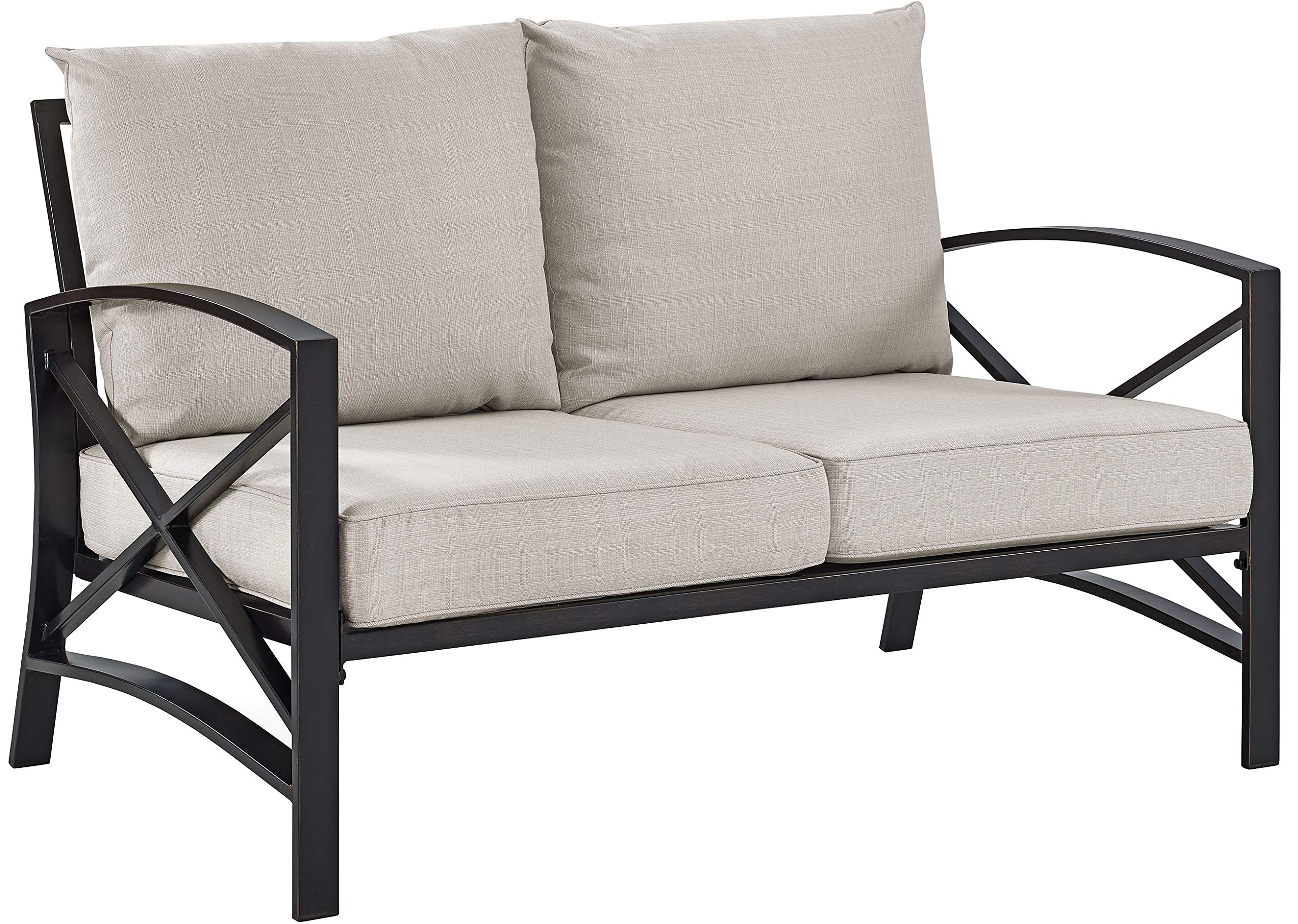 Crosley Furniture Kaplan 5-Piece Outdoor Loveseat Patio Furniture Set, Conversation Sets for Porch, Deck, Oiled Bronze with Oatmeal Cushions - Image 9