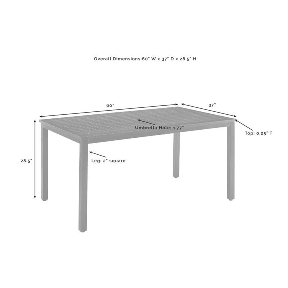 Crosley Furniture Kaplan 6-Person Rectangular Outdoor Dining Table with Umbrella Hole for Outside Patio, Oil-Rubbed Bronze - Image 3