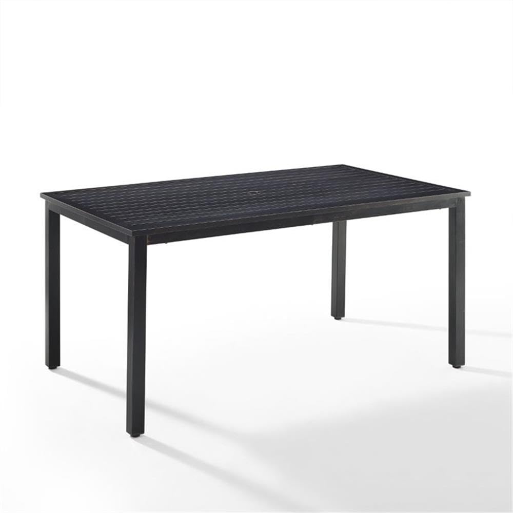 Crosley Furniture Kaplan 6-Person Rectangular Outdoor Dining Table with Umbrella Hole for Outside Patio, Oil-Rubbed Bronze - Image 4