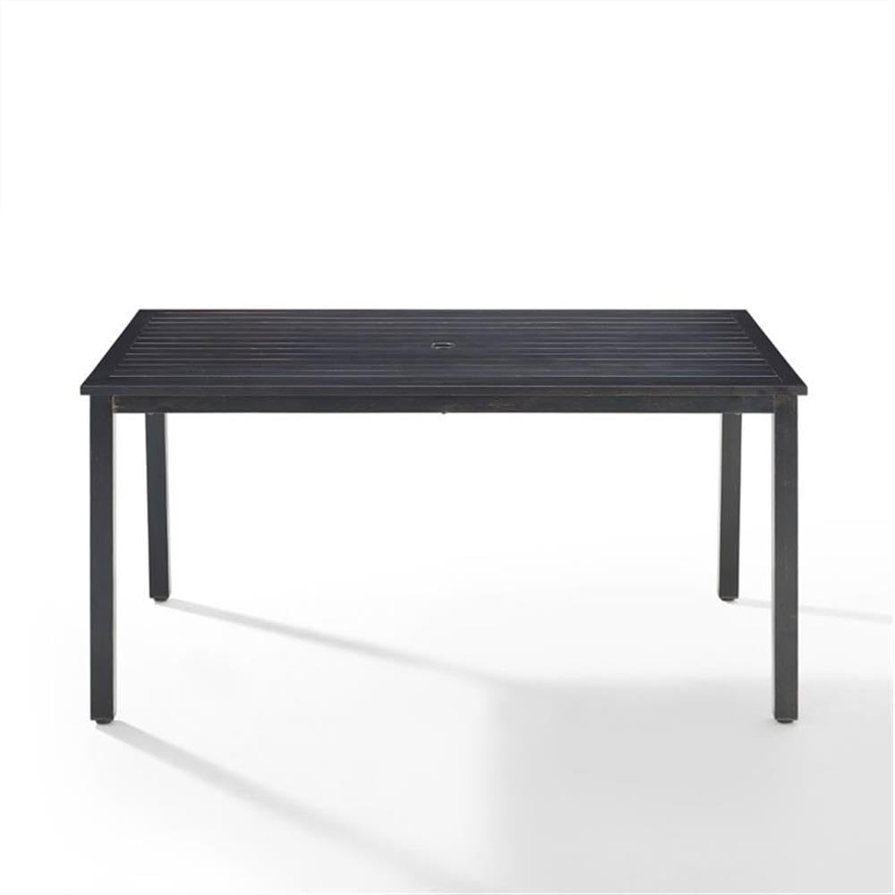 Crosley Furniture Kaplan 6-Person Rectangular Outdoor Dining Table with Umbrella Hole for Outside Patio, Oil-Rubbed Bronze - Image 5