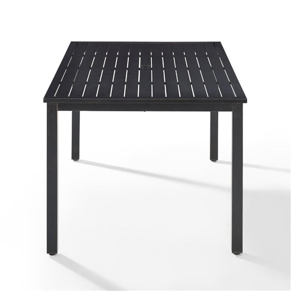 Crosley Furniture Kaplan 6-Person Rectangular Outdoor Dining Table with Umbrella Hole for Outside Patio, Oil-Rubbed Bronze - Image 6