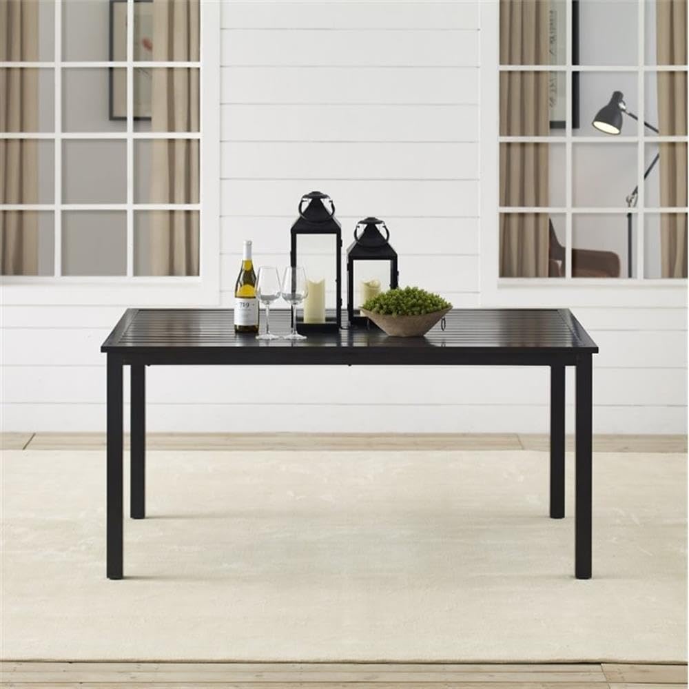 Crosley Furniture Kaplan 6-Person Rectangular Outdoor Dining Table with Umbrella Hole for Outside Patio, Oil-Rubbed Bronze - Image 7