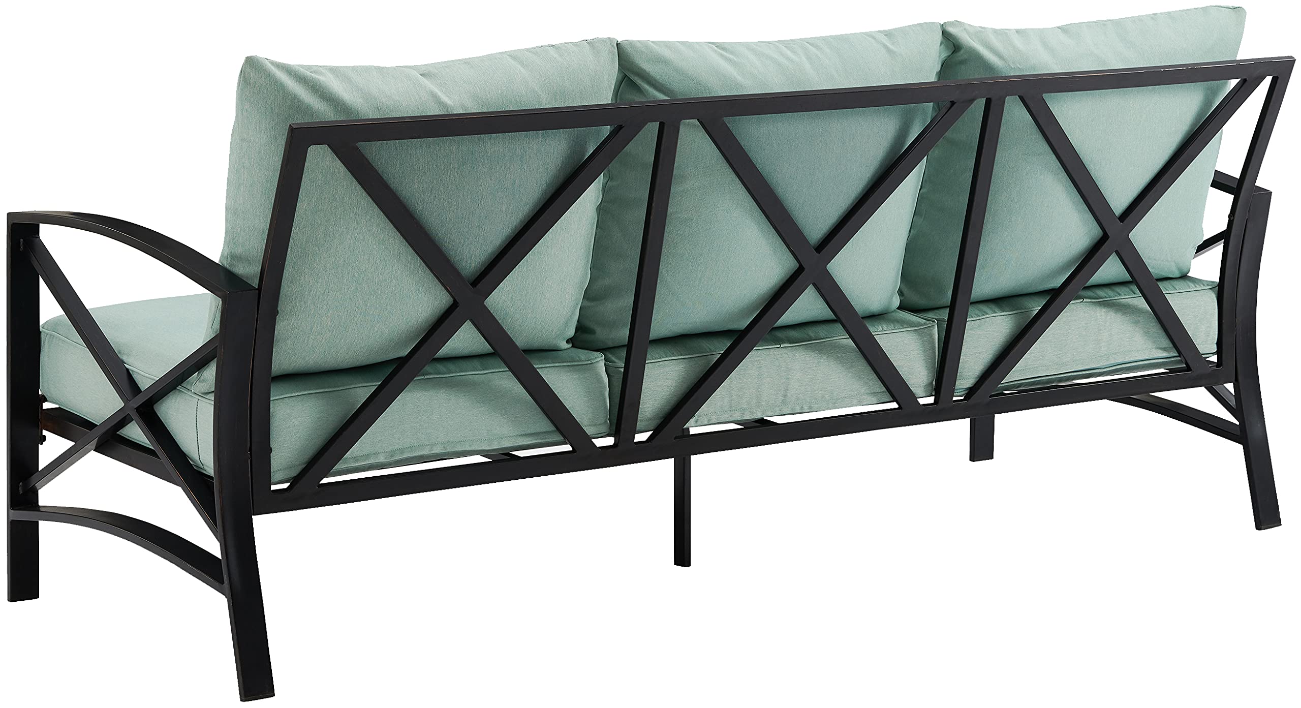 Crosley Furniture Kaplan Outdoor Sofa with Steel Frame, 3-Person Patio Couch for Porch, Deck, Backyard, Oiled Bronze with Mist Cushions - Image 5