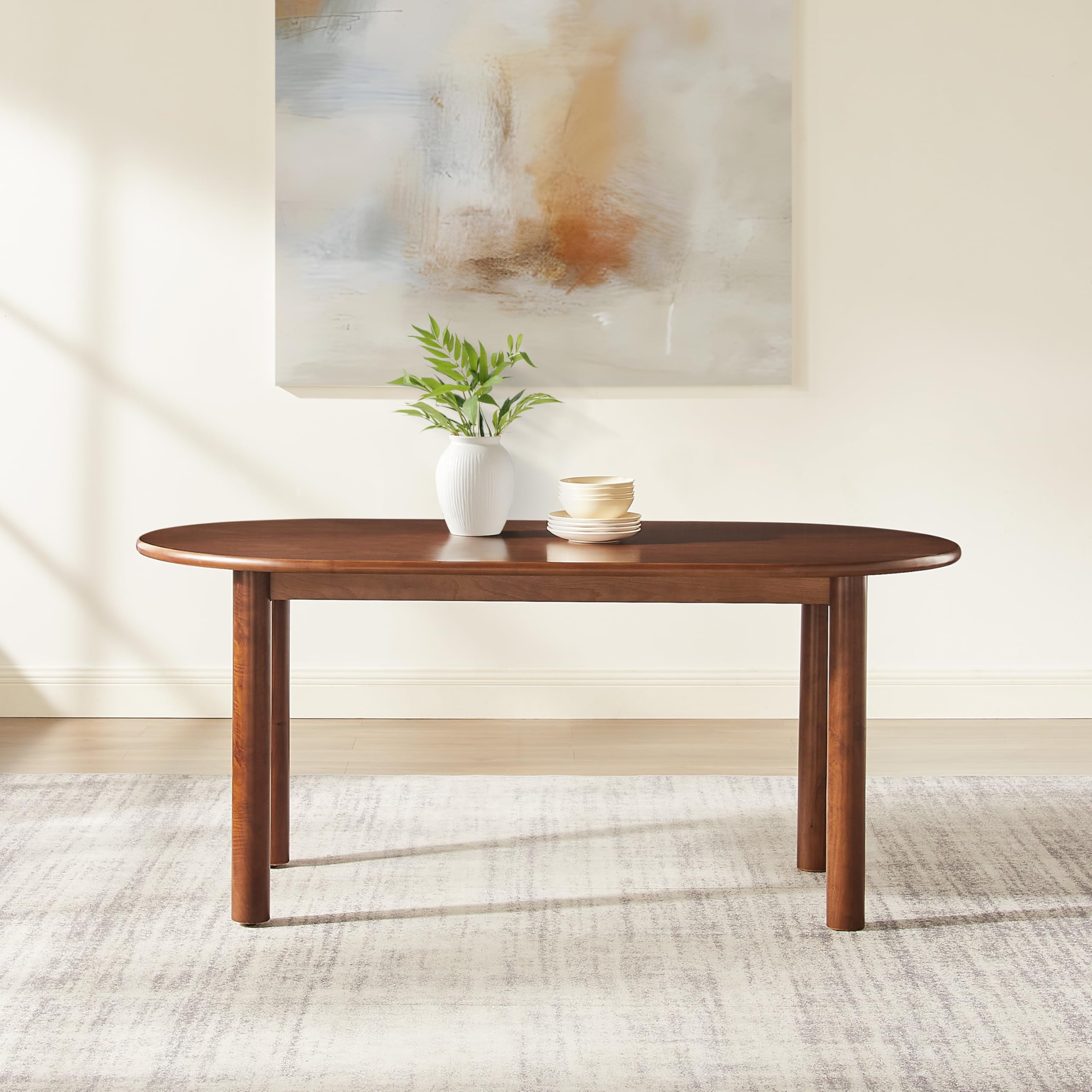 Crosley Furniture Kennedy Modern Wood Oval Dining Room Table, Mid-Century Kitchen Dinner Tables, Walnut - Image 7