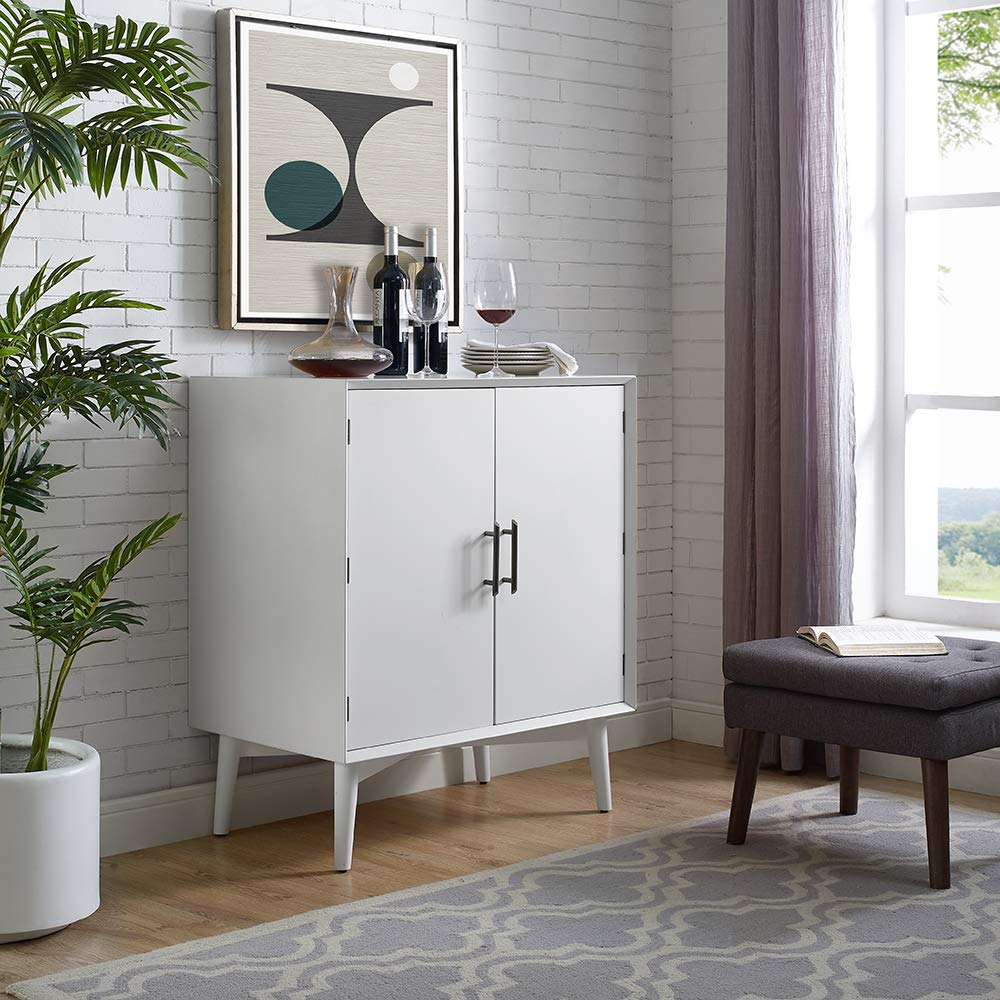 Crosley Furniture Landon Bar Cabinet with Storage Shelves and Wine Rack, White - Image 10