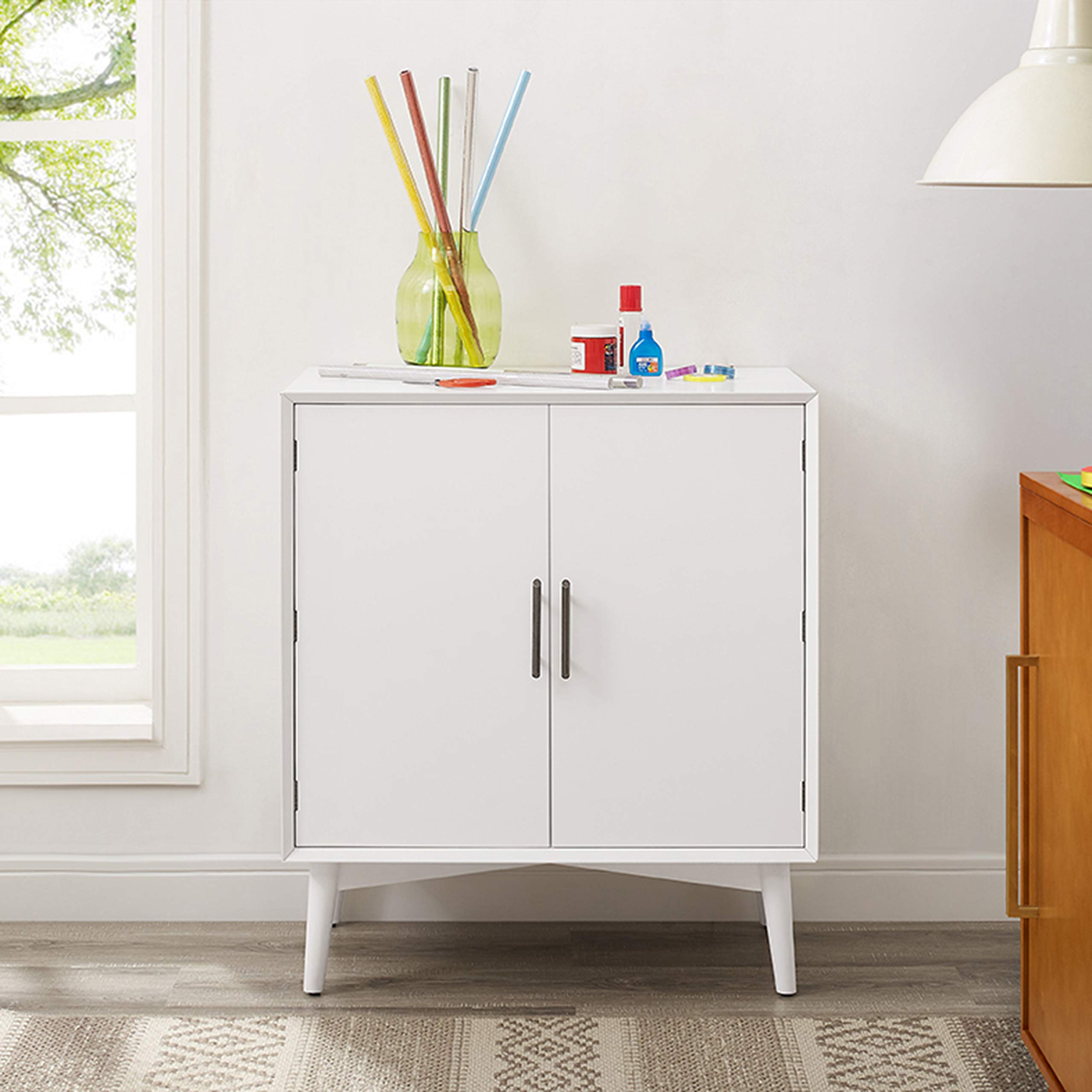Crosley Furniture Landon Bar Cabinet with Storage Shelves and Wine Rack, White - Image 12