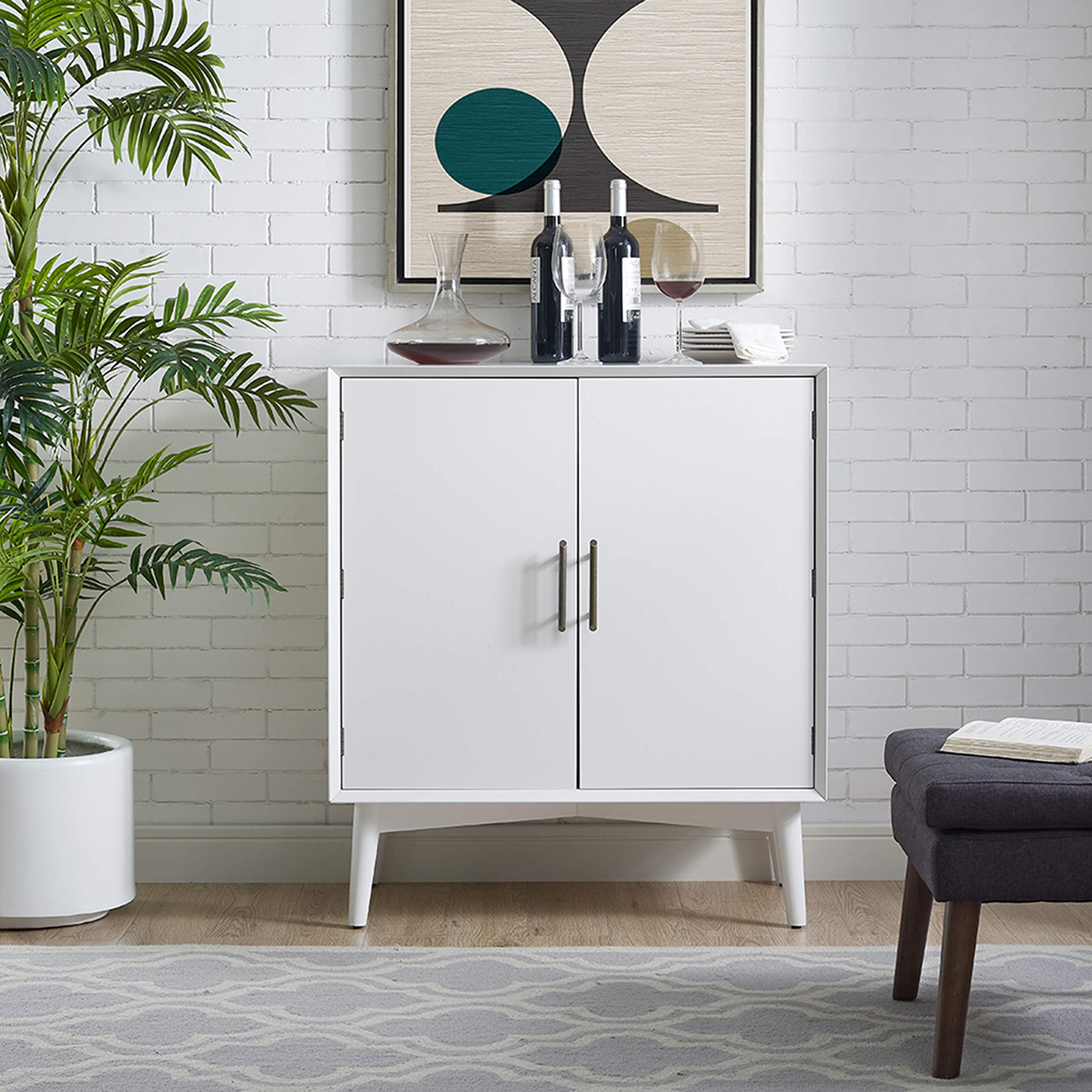 Crosley Furniture Landon Bar Cabinet with Storage Shelves and Wine Rack, White - Image 6