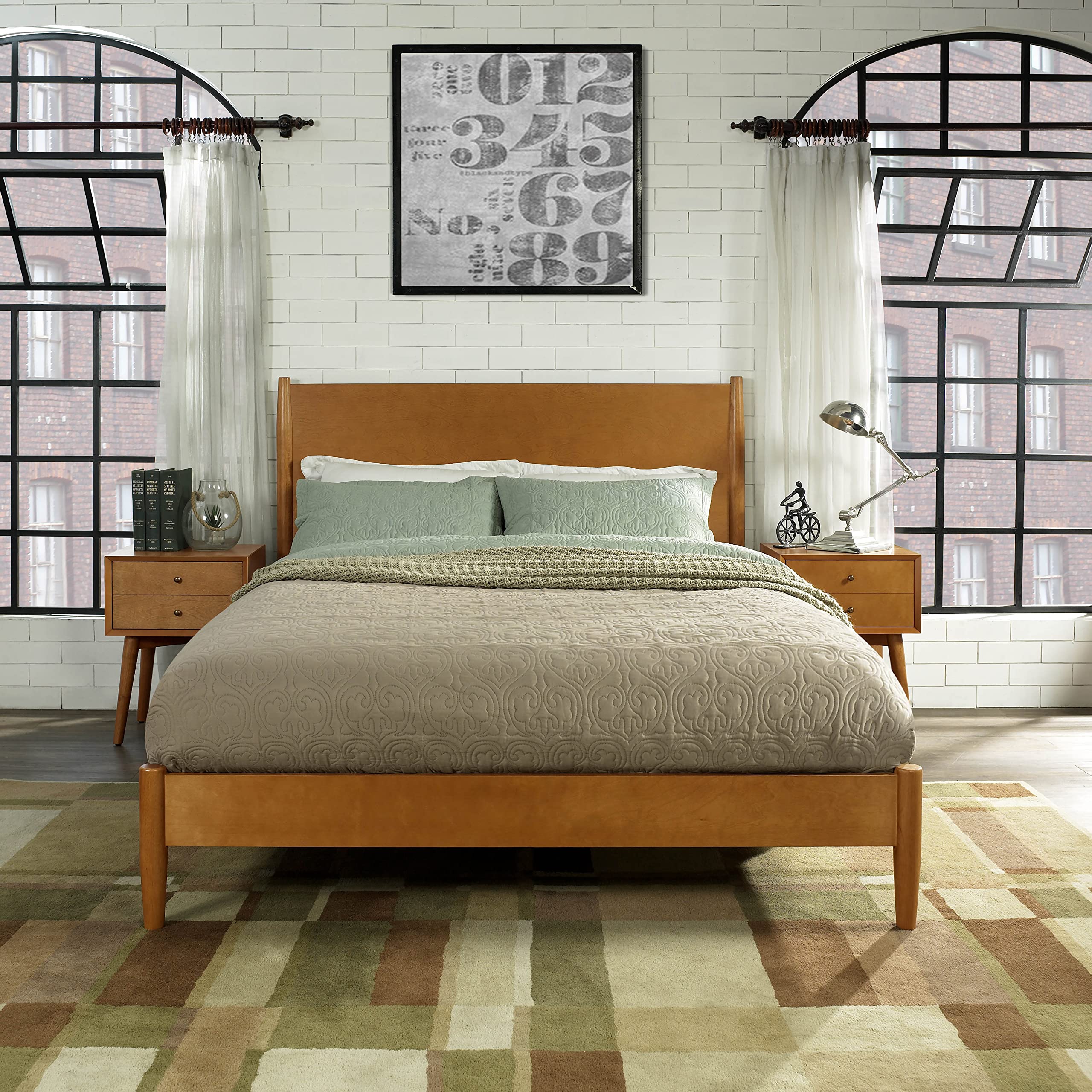 Crosley Furniture Landon Wood Bed Set, Acorn, Queen - Image 6