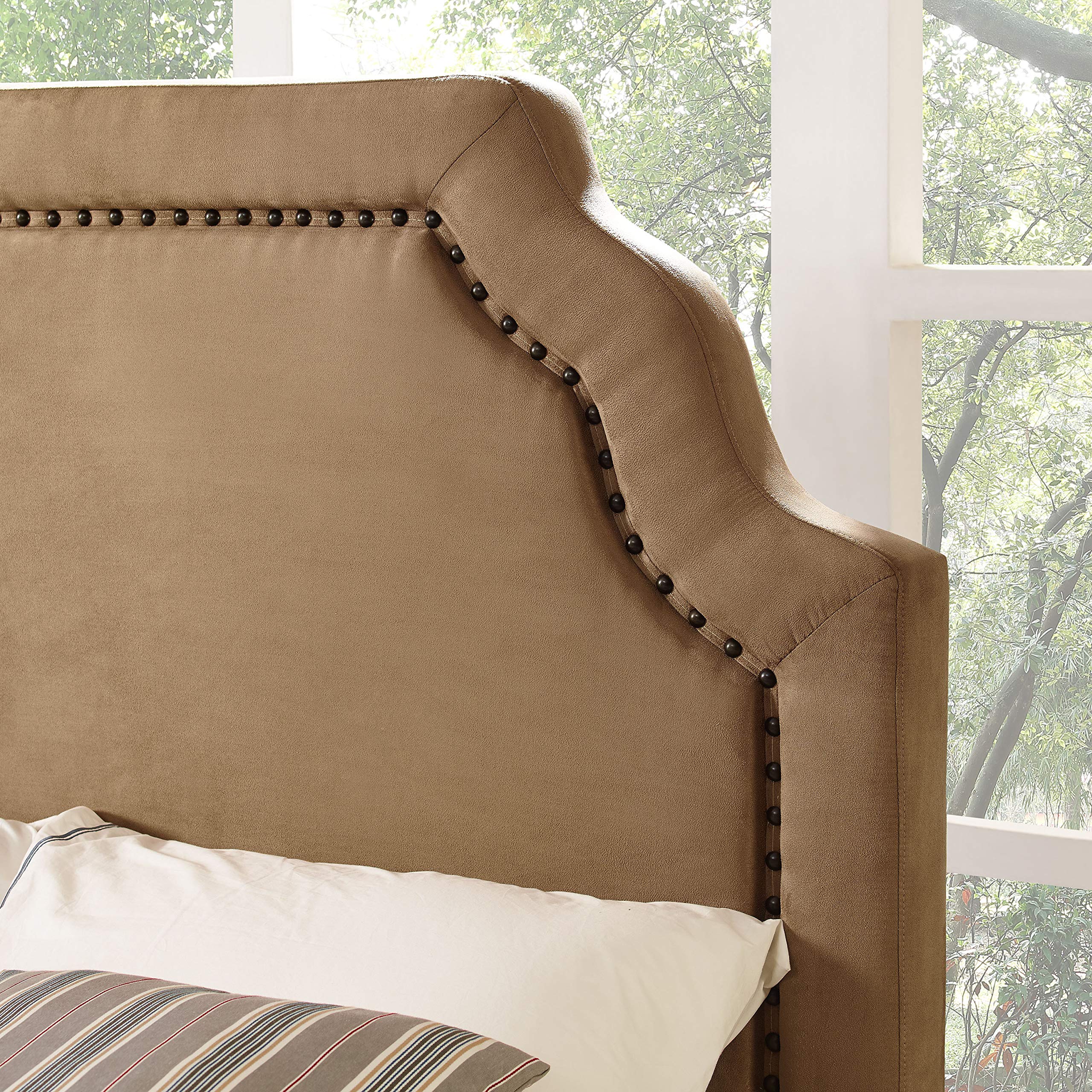 Crosley Furniture Loren Upholstered Bed Headboard, Camel Microfiber, King/California King - Image 4