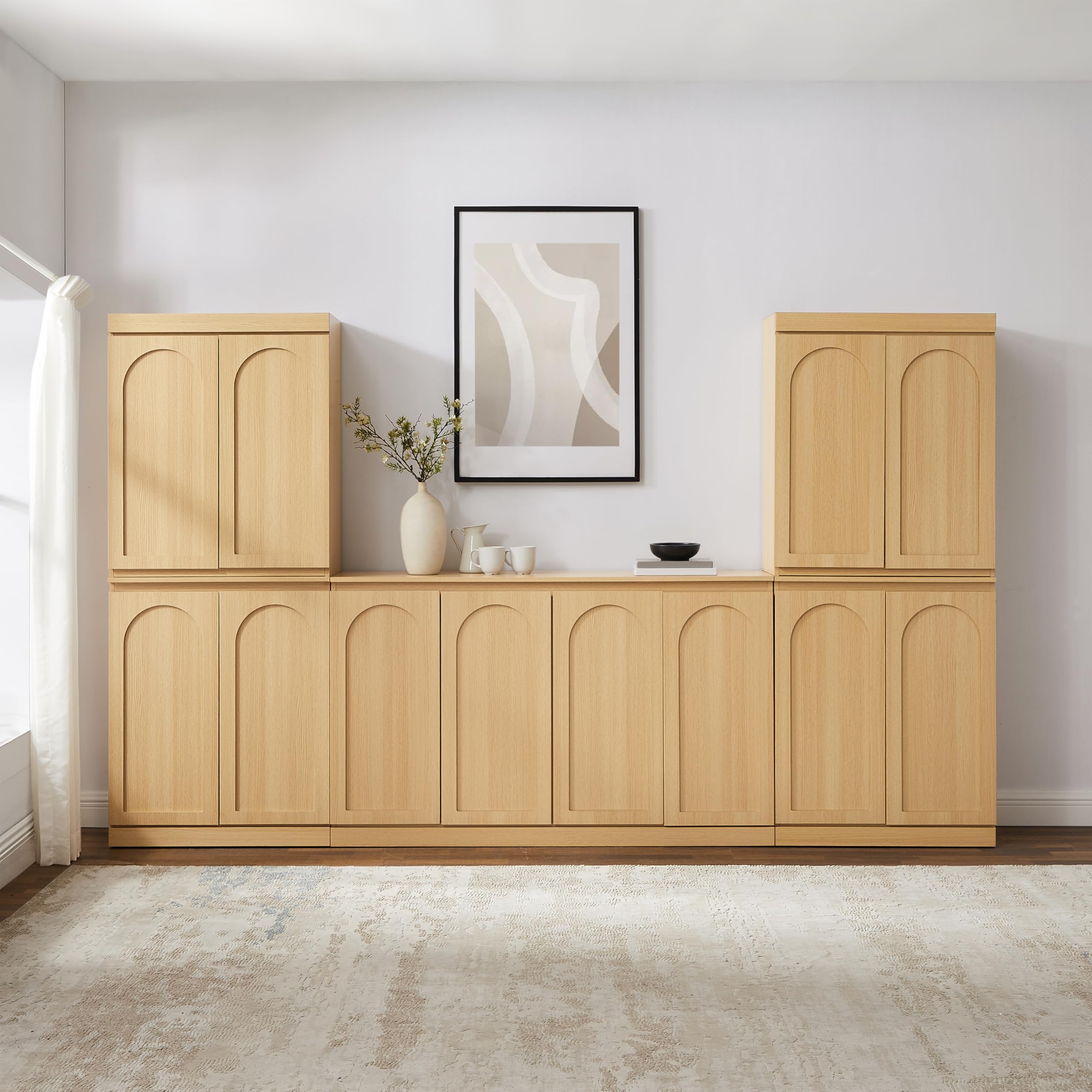 Crosley Furniture Marco 3-Piece Modern Entertainment Center, TV Stand Console, Storage Cabinets and Shelves, Ash - Image 5