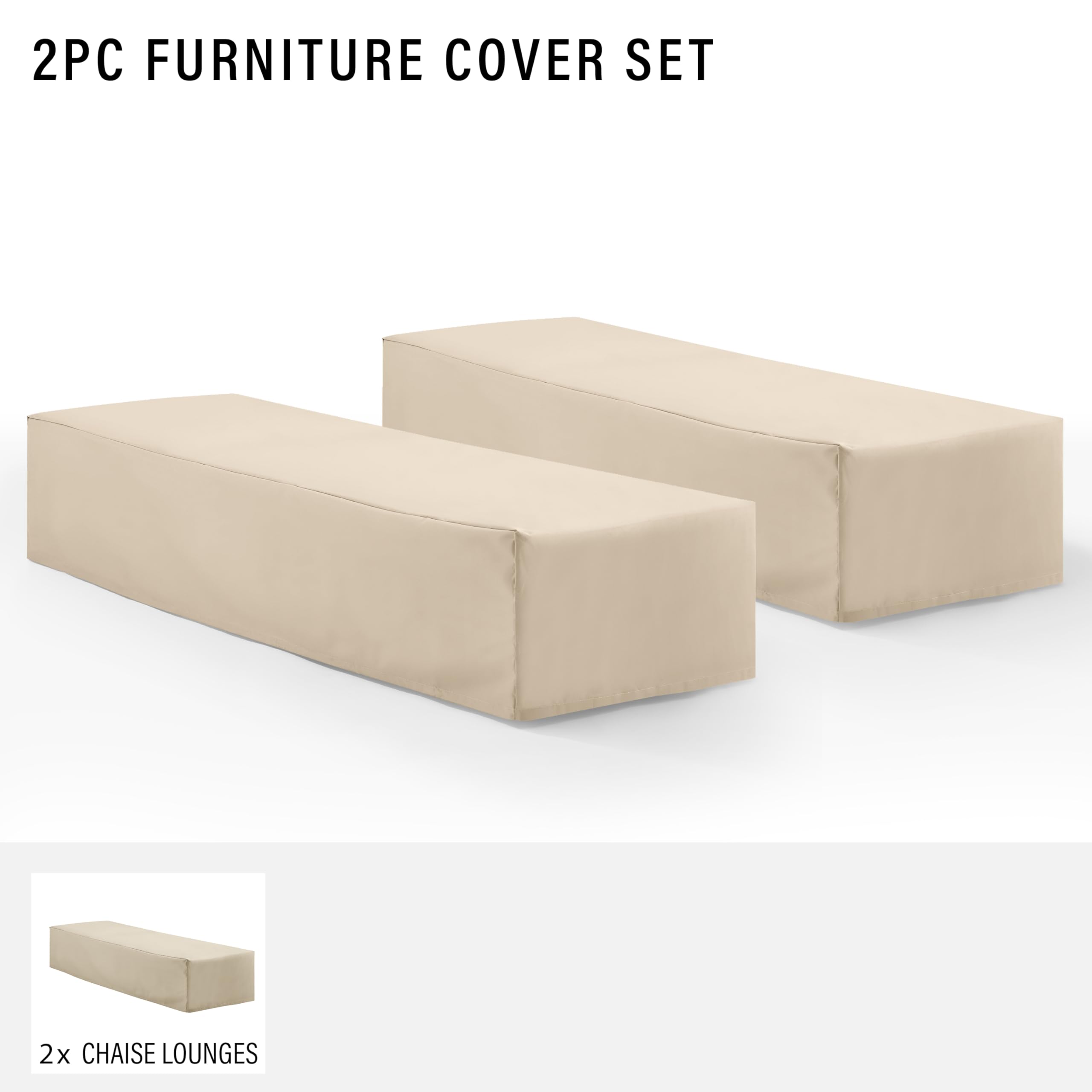 Crosley Furniture Patio Furniture Covers, Waterproof 2-Piece Outdoor Chaise Lounge Cover Set for Backyard, Tan - Image 4