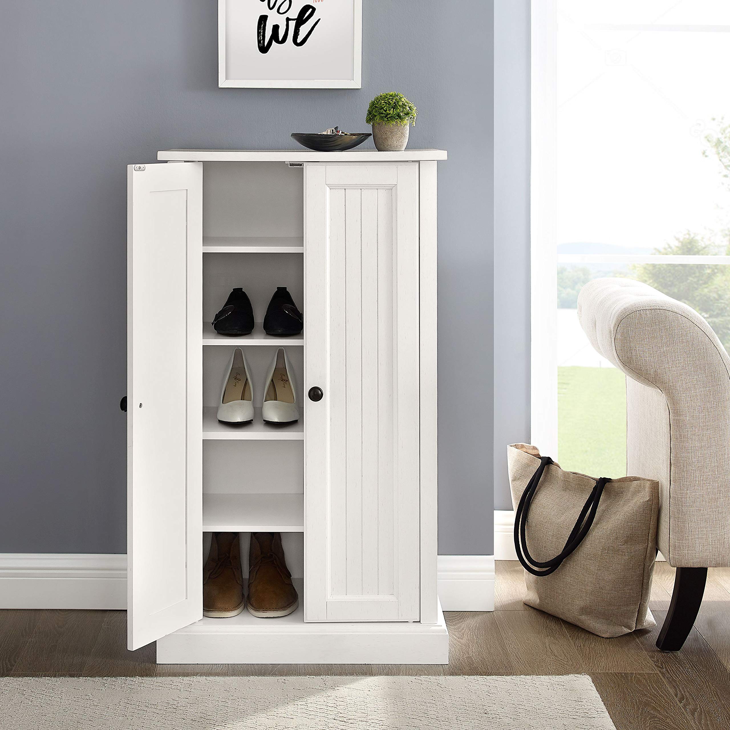 Crosley Furniture Seaside Accent Storage Cabinet, Bar, Buffet for Kitchen, Living Room, or Entryway, White - Image 14
