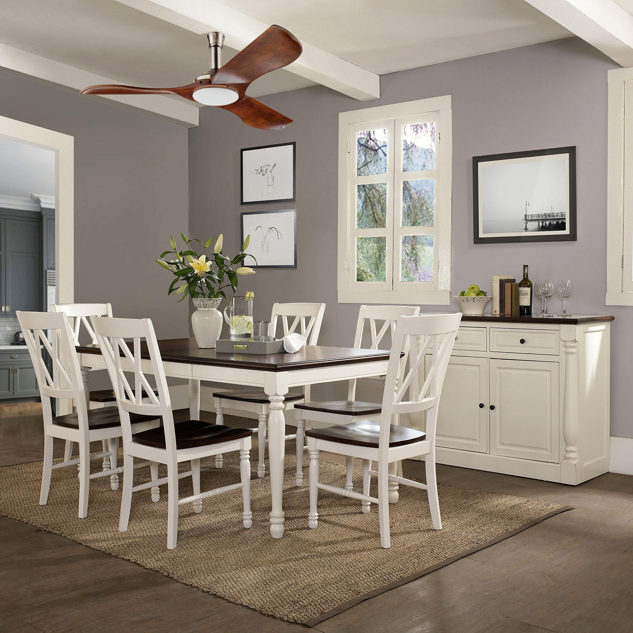 Crosley Furniture Shelby 7-Piece Traditional Dining Table Set for 6, Dinner Tables with Kitchen Chairs, Distressed White - Image 6