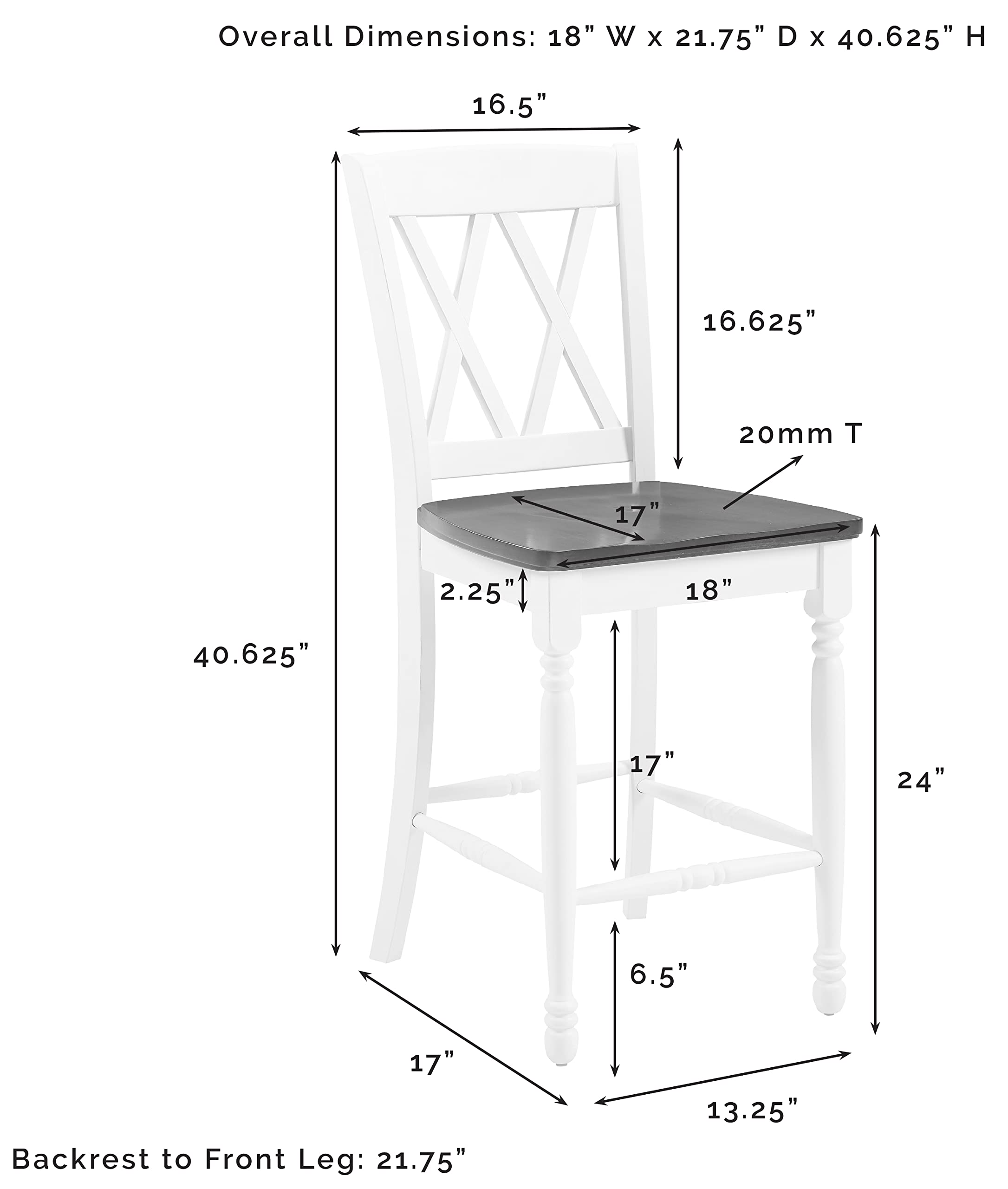 Crosley Furniture Shelby Wood X Back Counter Height Bar Stools Set of 2 - Image 3