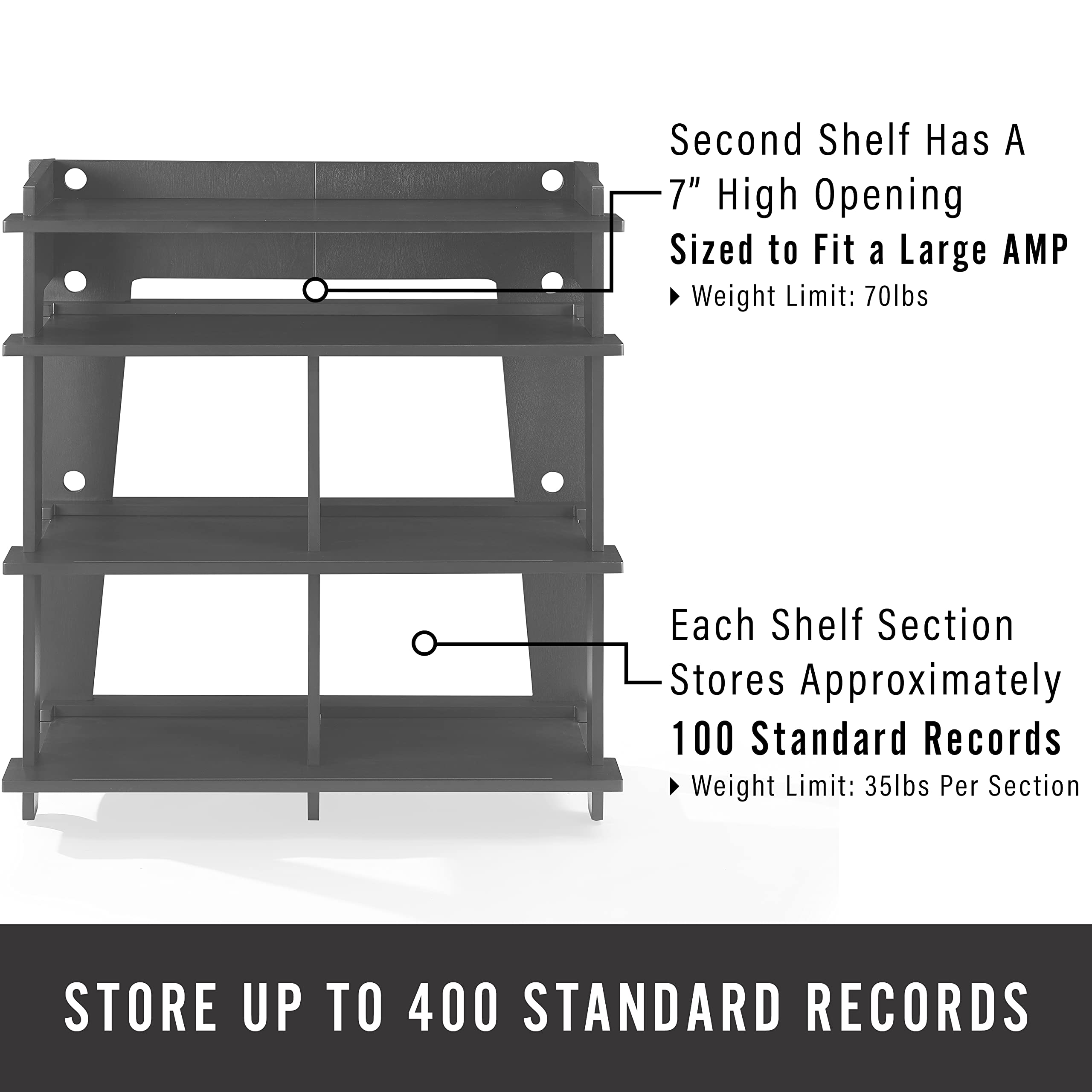 Crosley Furniture Soho Media Console, Record Player Stand with Vinyl Storage, Modern Home Organizer, Black - Image 7
