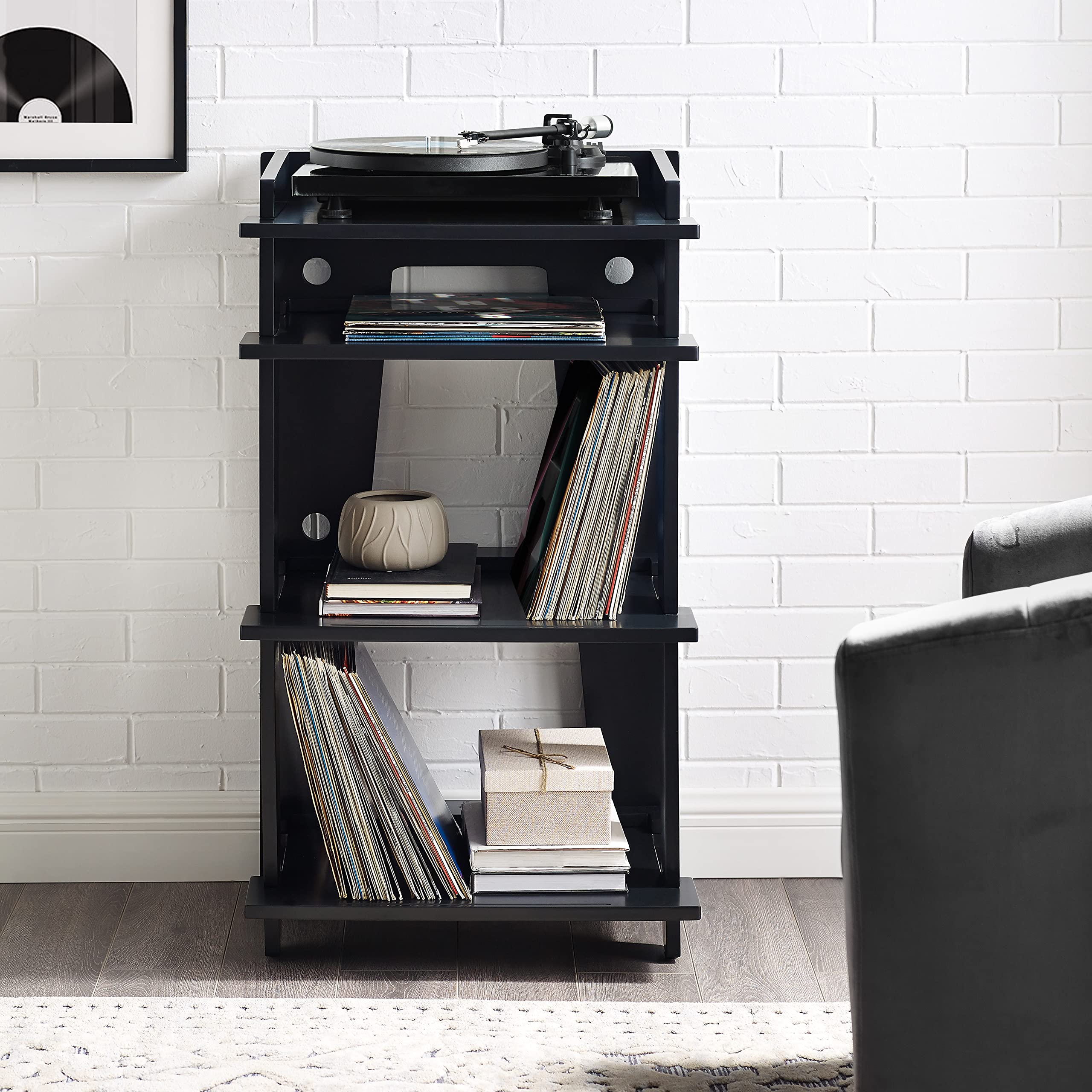 Crosley Furniture Soho Record Player Stand, Media Console with Vinyl Storage, Modern Home Organizer, Black - Image 7