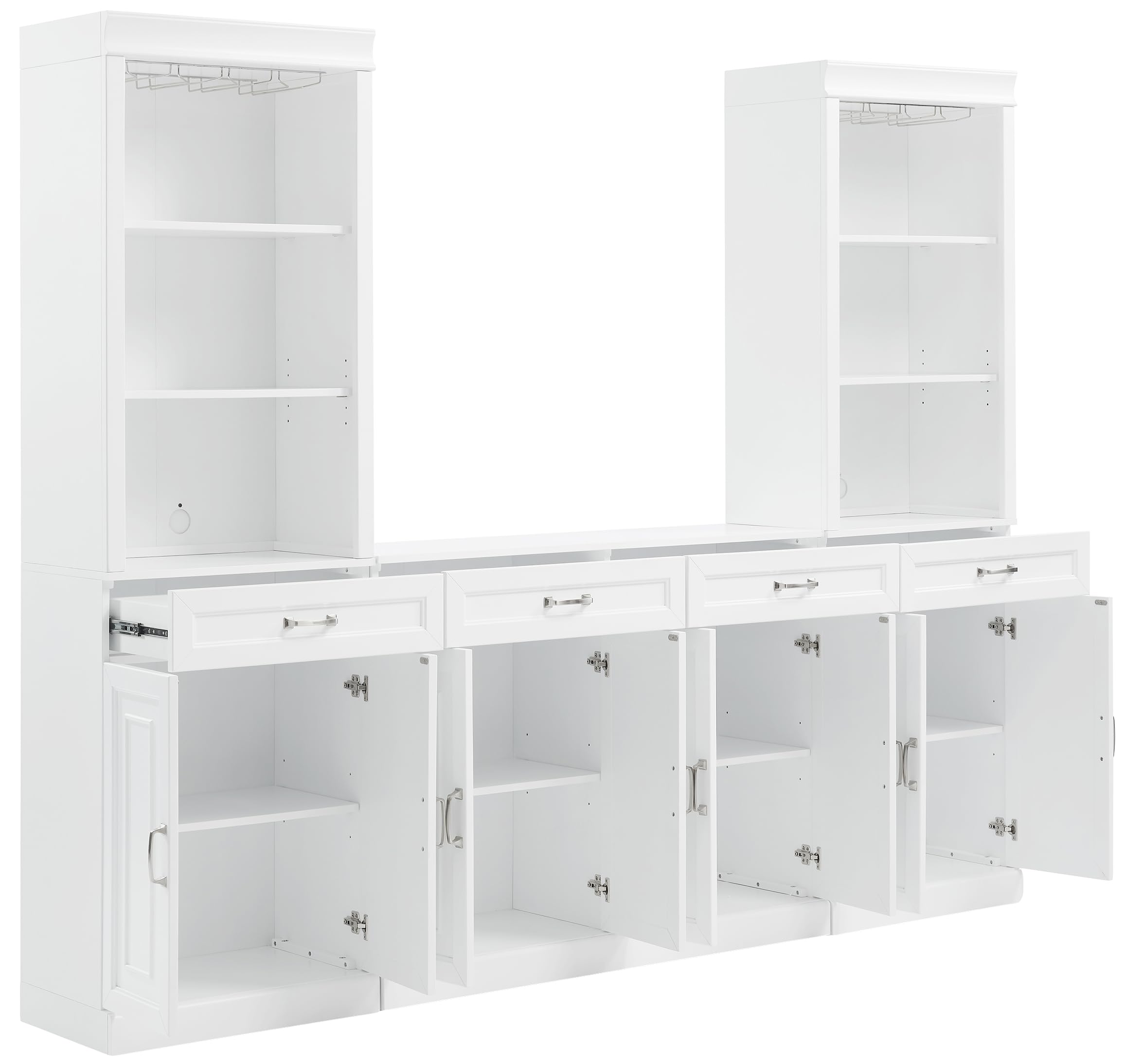 Crosley Furniture Stanton 2-Piece Wine, Liquor, Coffee Bar Cabinet Set with Sideboard and Storage Shelves, White - Image 5