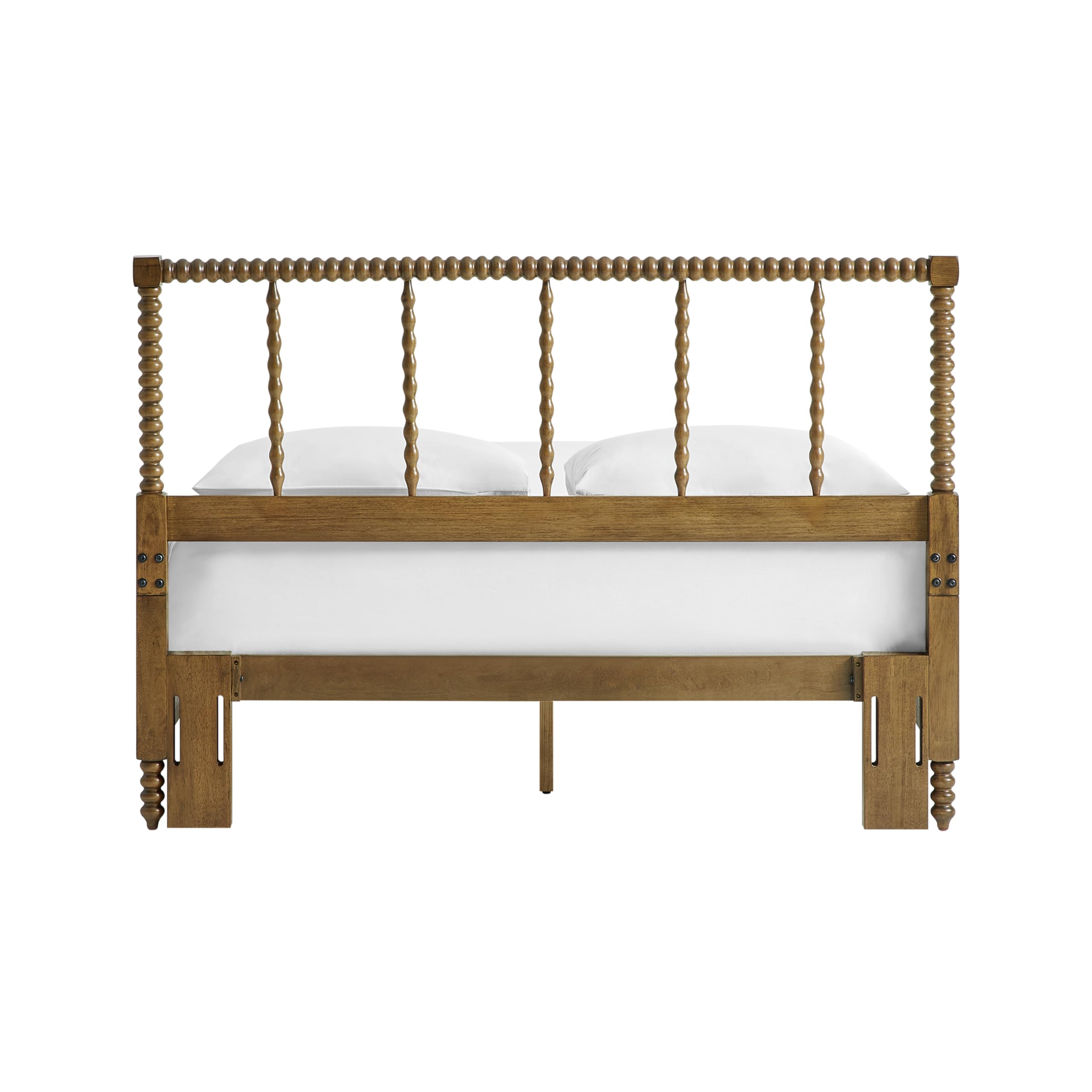 Crosley Furniture Traditional Lucille Queen Size Bed Set Headboard, Footboard, Rails, Bobbin Spindles, Brown - Image 6