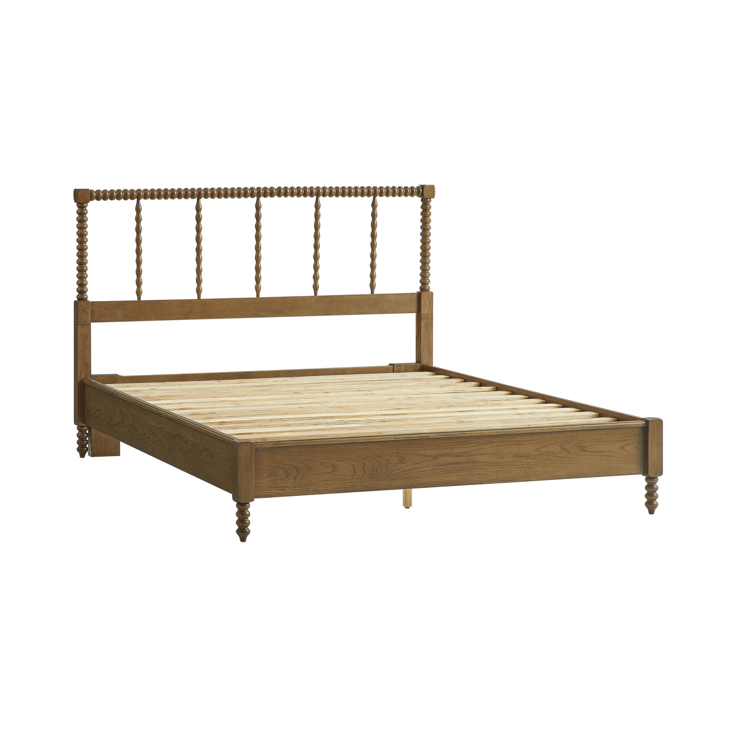 Crosley Furniture Traditional Lucille Queen Size Bed Set Headboard, Footboard, Rails, Bobbin Spindles, Brown - Image 9