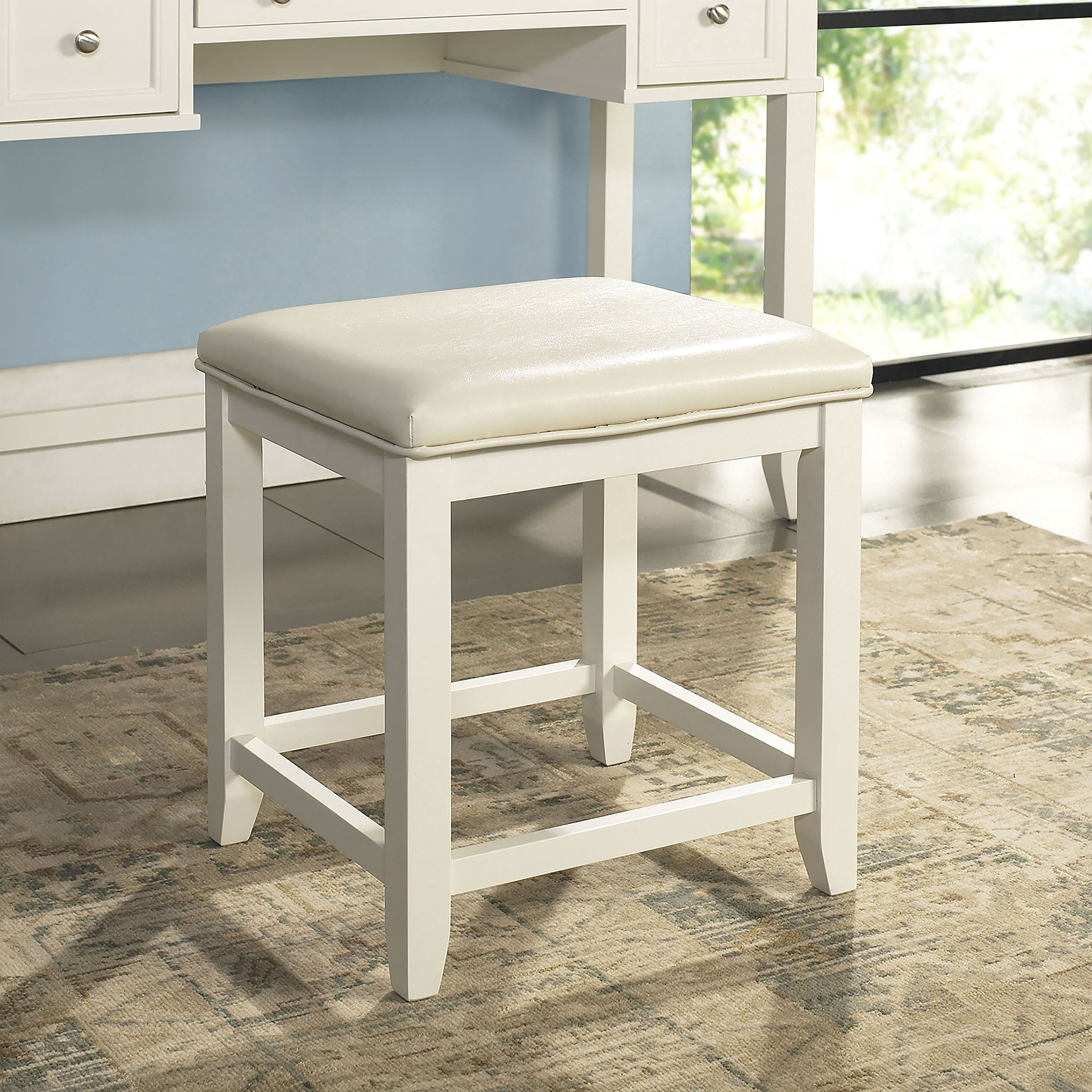 Crosley Furniture Vista Makeup Vanity Chair with Upholstered Seat, White - Image 5
